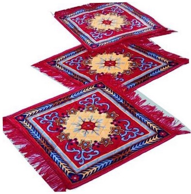 PALSAAI Velvet Prayer Mat(Red, Yellow, Small, Pack of 3)