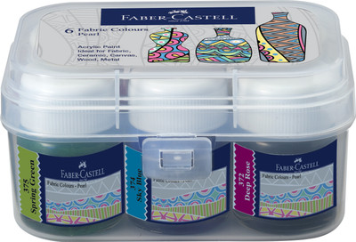 FABER-CASTELL Pearl Fabric Colours 10ml*6 Plastic Box(Set of 6, Multicolor)