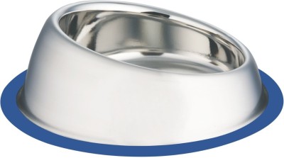 ELTON Accented no tip anti skid bowl for feeding pets/dogs/cats Round Stainless Steel Pet Bowl (Medium) Round Stainless Steel Pet Bowl(1000 ml Silver, Blue)