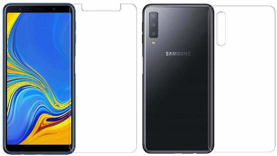 ISHANGEL Front and Back Screen Guard for SAMSUNG GALAXY A7 2018, Gorilla Hammer Proof, flexible fiber unbreakable Screen Protector, [Not a Tempered Glass](Pack of 2)