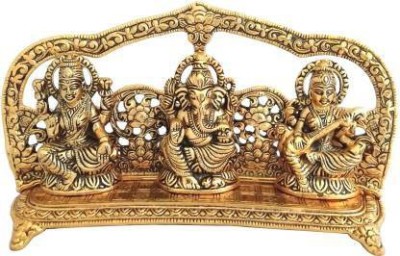 Fashion Bizz Lord Lakshmi Ganesha Saraswati Idol Decorative Showpiece  -  13.5 cm(Metal, Gold)