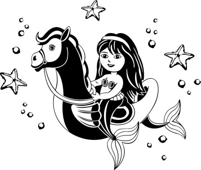 Jump up 59 cm Mermaid black wall sticker Self Adhesive Sticker(Pack of 1)