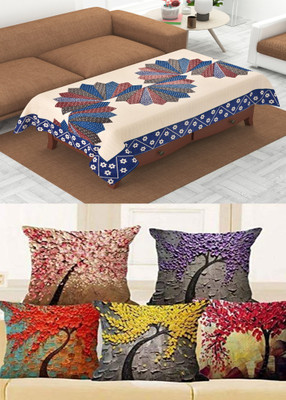 FAIRY HOME Solid 4 Seater Table Cover(Blue, Polyester)