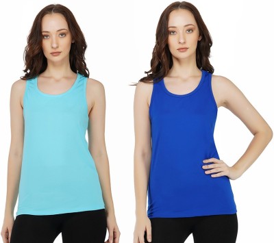 Rock Paper Scissors Casual Sleeveless Solid Women Light Blue, Blue Top