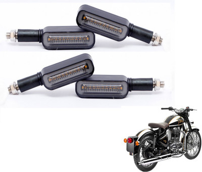 MOCKHE Front, Rear LED Indicator Light for Royal Enfield Classic Chrome(Yellow, Blue)