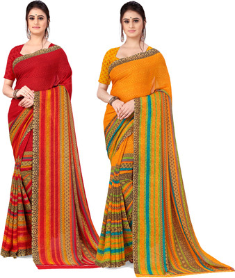 kashvi sarees Printed Daily Wear Georgette Saree(Pack of 2, Multicolor)