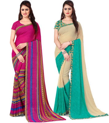 ANAND Printed Daily Wear Georgette Saree(Pack of 2, Multicolor)