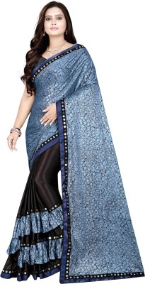 3Buddy Fashion Printed, Embellished Bollywood Lycra Blend Saree(Blue)