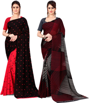 kashvi sarees Polka Print Daily Wear Georgette Saree(Pack of 2, Multicolor)