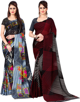 ANAND Printed Daily Wear Georgette Saree(Pack of 2, Multicolor)
