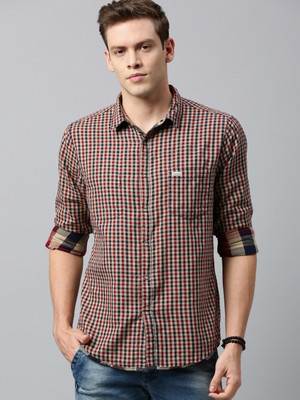 Roadster Men Checkered Casual Beige Shirt