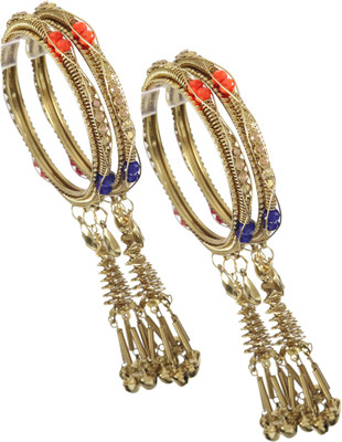 Zulka Get Your Traditions Metal Zircon Bangle Set(Pack of 4)
