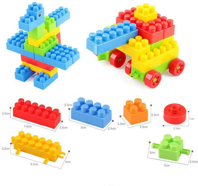 BOZICA NEW ARRIVAL 100 pcs Building Blocks with Wheels Toys for Kids Unbreakable Toys for Brain Development Educational, Learning & Creativity Puzzle Game 3+Year Kids Boys Girls(100 Pieces)