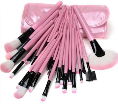 Shrijaa Beauty Professional Series Makeup Brush Set With Leather Pouch - Pink (Pack of 24)(Pack of 24)