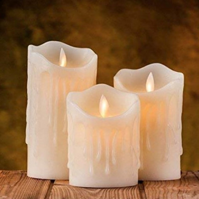 Flipkart SmartBuy Realistic Flame Swinging LED Candles || Set of 3 Flameless Electronic Melted Design Candles for Decoration (Batteries Included) Candle(White, Pack of 3)