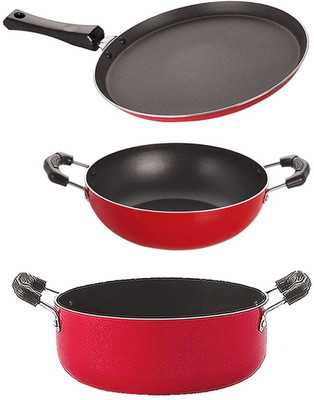 NIRLON FT10_KD11_CS24 Non-Stick Coated Cookware Set(PTFE (Non-stick), Aluminium, 3 - Piece)