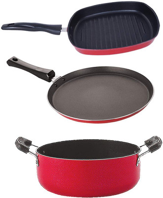 NIRLON FT10_GP22.5_CS24 Non-Stick Coated Cookware Set(PTFE (Non-stick), Aluminium, 3 - Piece)