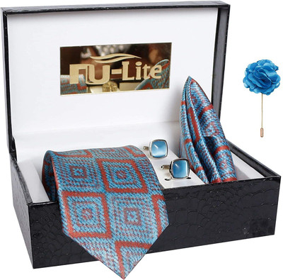 nu-Lite Satin Tie & Cufflink(Blue)