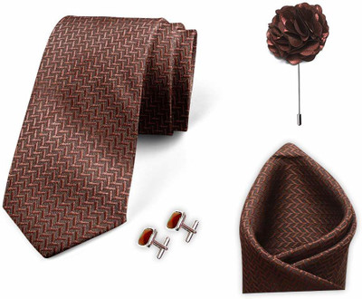 nu-Lite Satin Tie & Cufflink(Brown)