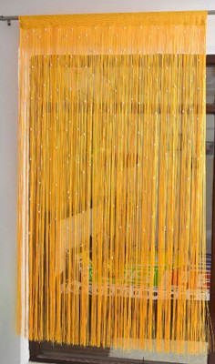 HOMADORN 213 cm (7 ft) Polyester Transparent Door Curtain Single Curtain(Self Design, Yellow)