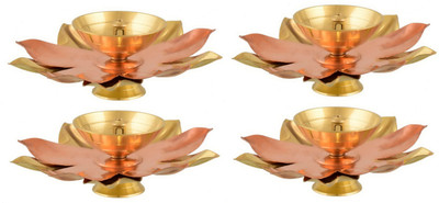 Magic's Max Brass (Pack of 4) Table Diya Set(Height: 5 inch)