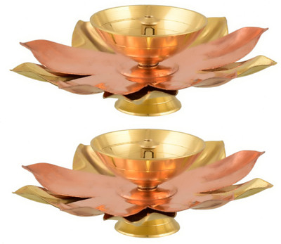 Magic's Max Brass (Pack of 2) Table Diya Set(Height: 5 inch)