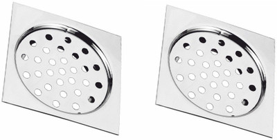 NEW WARE Floor Stainless Steel Push Down Strainer(12.7 cm Set of 2)