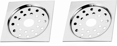 NEW WARE Floor Stainless Steel Push Down Strainer(12.5 cm Set of 2)