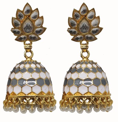 Aadiyatri Aadiyatri Gold Plated Handpainted Meenakari Bridal Partywear Jhumka Jhumki Earrings Beads Brass Jhumki Earring