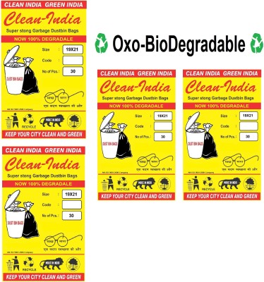 Clean India 120Pcs Oxo Biodegradable Black Medium 15 L Garbage Bag  Pack Of 120(120Bag )