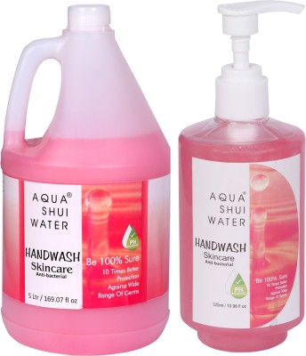 Aqua Shui Water SKINCARE HAND WASH IN 5 LTR CAN AND 325 ML IN PET BOTTLE WITH DISPENSER PUMP Hand Wash Can(2 x 2662.5 ml)