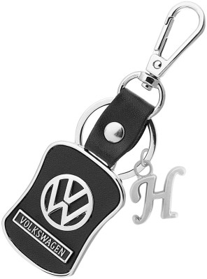 MGP FASHION High Quality Imported Chrom Carabiner Keyring car Logo Black Leather Silver Metal Locking Hook Alphabet H (Silver,Black) Key Chain