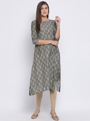 Span Women Embroidered A-line Kurta(Grey)