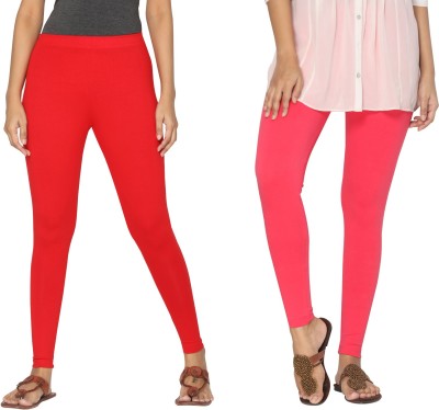 TSG Bliss Ankle Length  Western Wear Legging(Red, Pink, Solid)