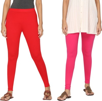 TSG Bliss Ankle Length  Western Wear Legging(Red, Pink, Solid)