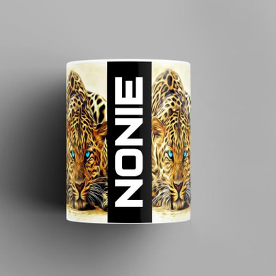 Beautum Name Printed Nonie Cheetah Design Ceramic (350) ml. Model No:BMNAT014942 Ceramic Coffee Mug(350 ml)