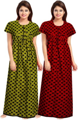 A N Enterprises Women Nighty Set(Dark Green)