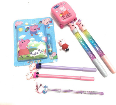 Tera13 peppa pig pencils pack of 8 items in a combo Pencil(Set of 8, Multicolor)