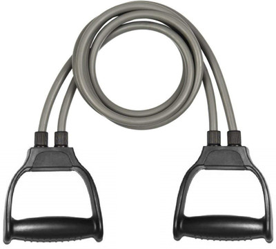 EMERET Resistance Band Toning Tube with D Handle for Exercise Workout Rubber Tube Workout Resistance Tube(Grey, Black)