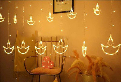 OMG Best Buy 12 LEDs 3.05 m Yellow Steady Diya Rice Lights(Pack of 1)
