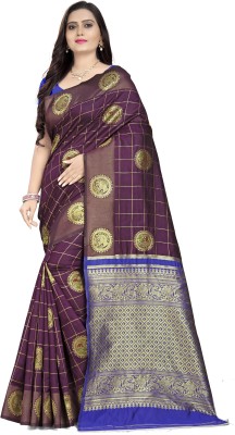 Arriva Fab Self Design Banarasi Cotton Blend Saree(Pink)