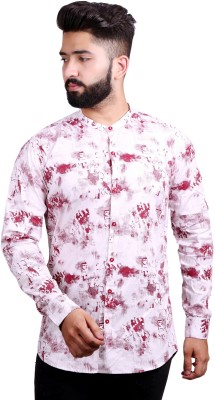 MADE IN THE SHADE Men Printed Casual White, Maroon Shirt