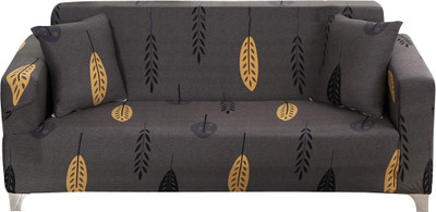 HOUSE OF QUIRK Polyester Striped 1 Seater Sofa Cover(Grey Pack of 1)