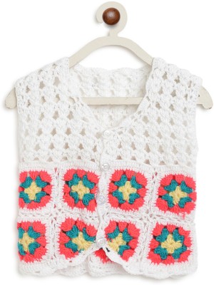 CHUTPUT Printed V Neck Casual Baby Boys & Baby Girls White Sweater