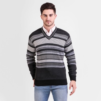 Trendy World Woven V Neck Casual Men Multicolor Sweater