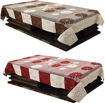 SSDN Floral 4 Seater Table Cover(Maroon, Brown, Polyester, Pack of 2)