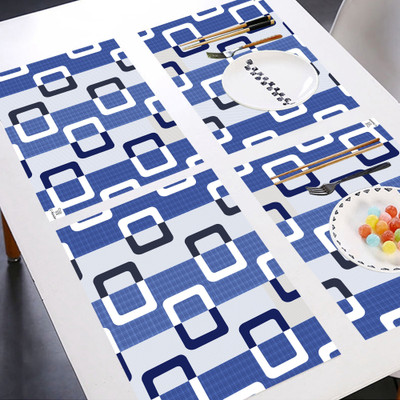 E-Retailer Rectangular Pack of 6 Table Placemat(Blue, PVC)