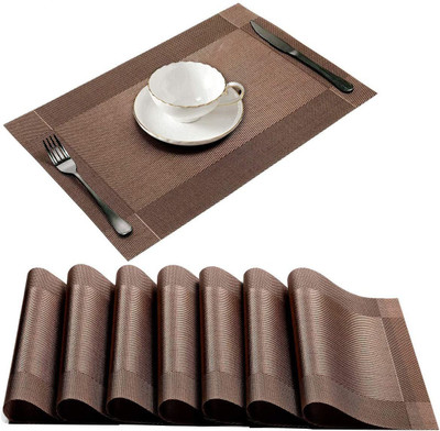 Bhaguji Rectangular Pack of 8 Table Placemat(Brown, PVC)