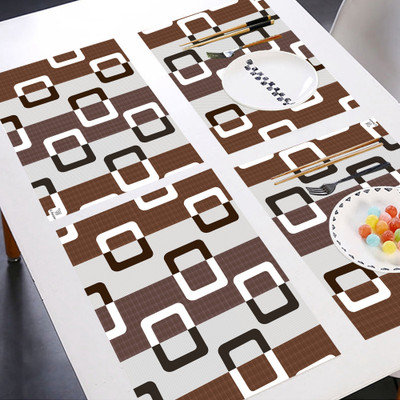 E-Retailer Rectangular Pack of 6 Table Placemat(Brown, PVC)