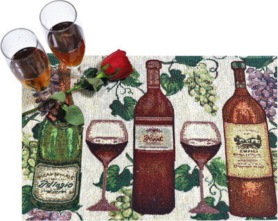 PRAKARTIK Rectangular Pack of 4 Table Placemat(Red, Cotton)